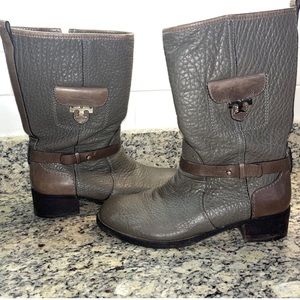 Tory Burch Leona Leather Riding Boots Flat Equestrian Midcalf Booties -10M